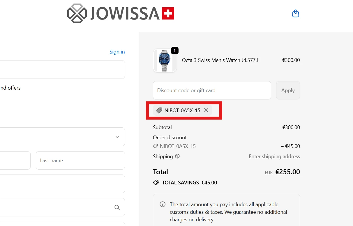 Use Discount Code Nibot_0a5X_15 for 15% OFF Sitewide at jowissa.com